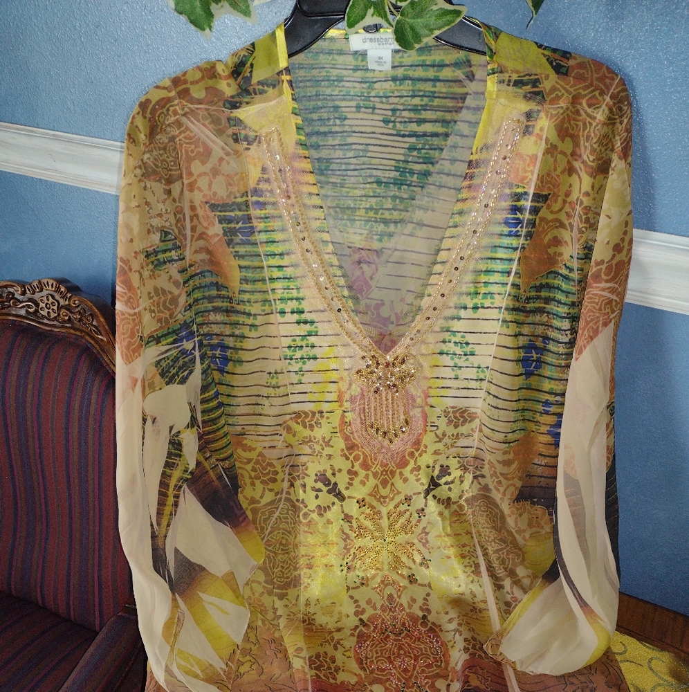 Dressbarn Lady Loose embellished Top